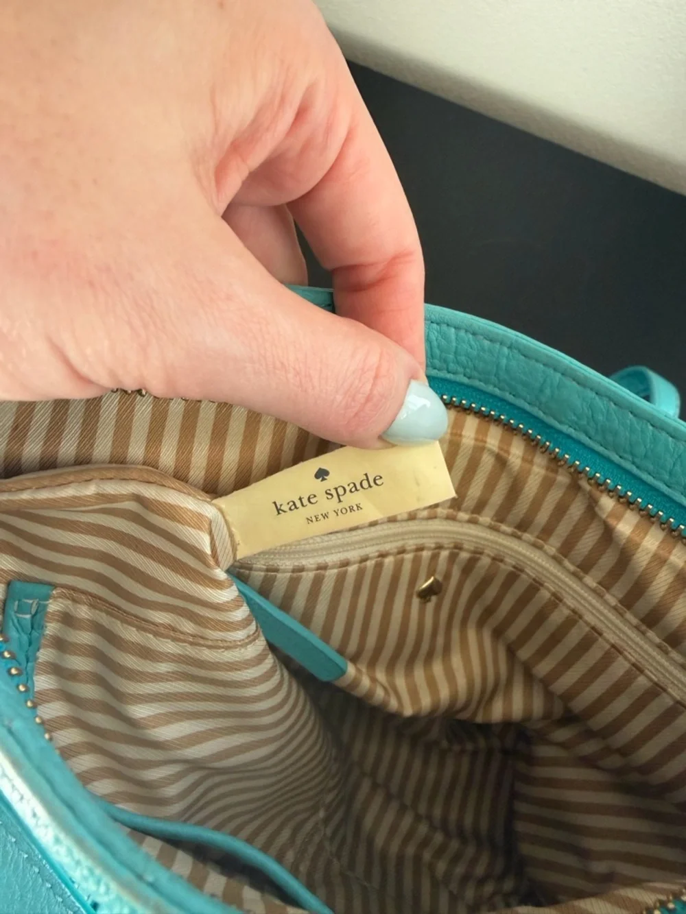 Kate Spade Connie Hill Ellen Grace Teal Blue Leather Crossbody Shoulder Bag - Picture 13 of 14